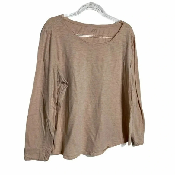 Ann Taylor Loft XXL tan‎ glitter long sleeve shirt - Picture 3 of 5